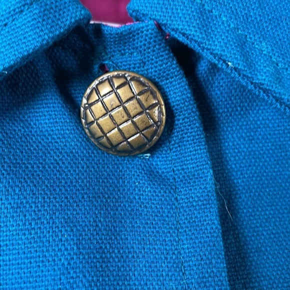 Alex Kim Floral & Applique Embroidered Jacket, PXL, deep turquoise, pink lining - Picture 6 of 12